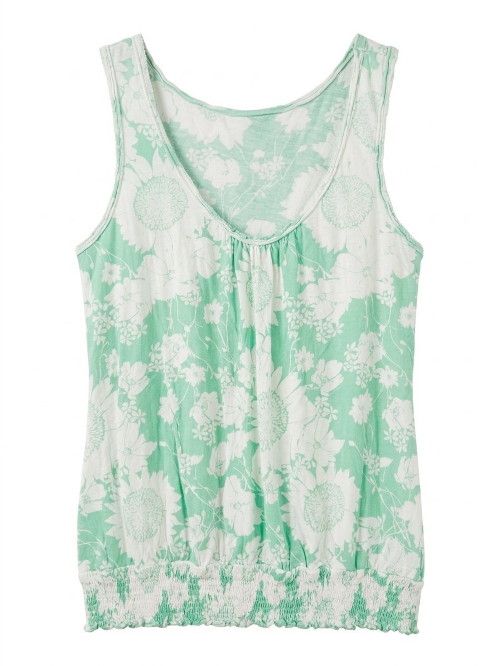 Mossimo Supply Co. Mint and White Floral Scoop Tank